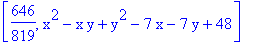 [646/819, x^2-x*y+y^2-7*x-7*y+48]